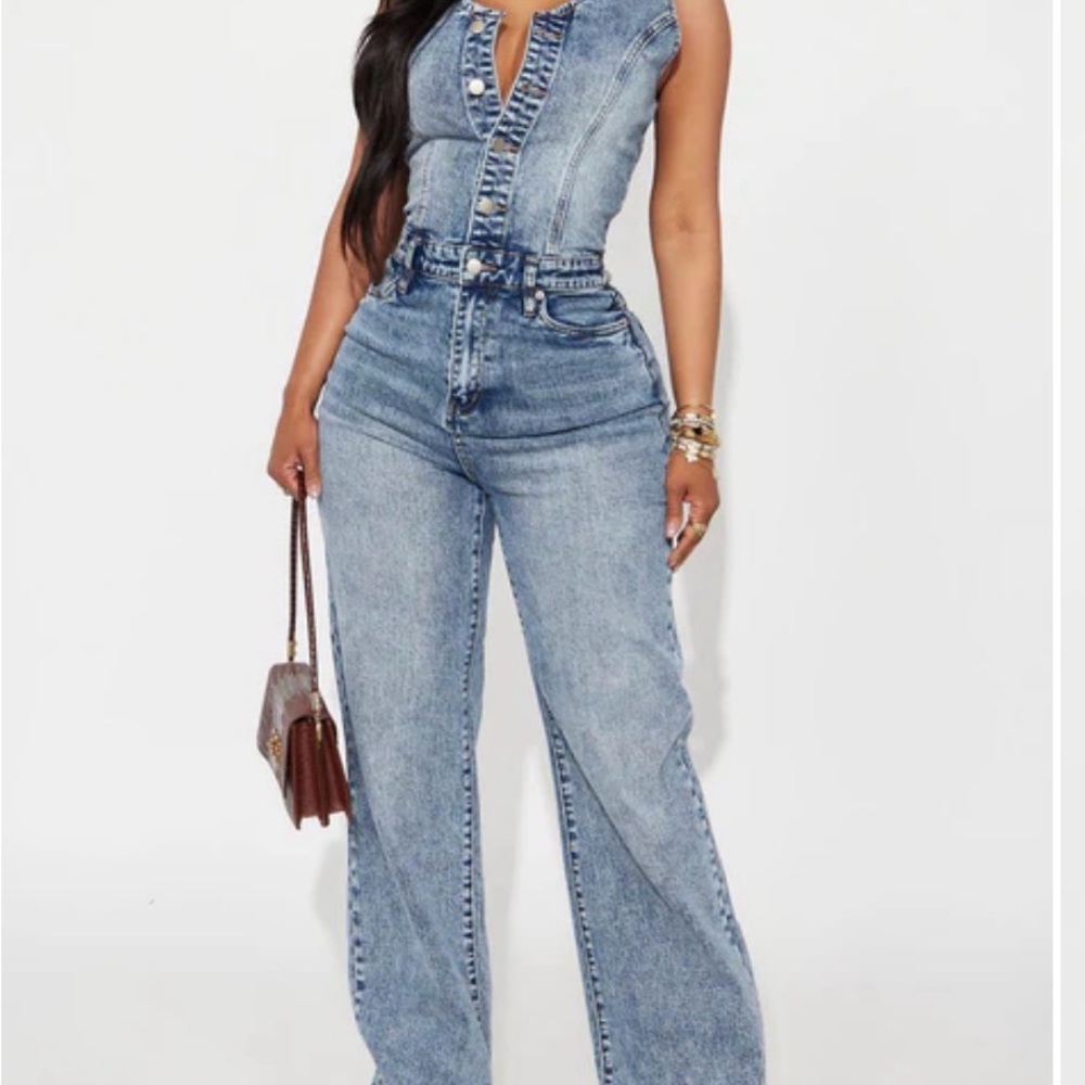 Fashion Nova Blue Denim Jumpsuit